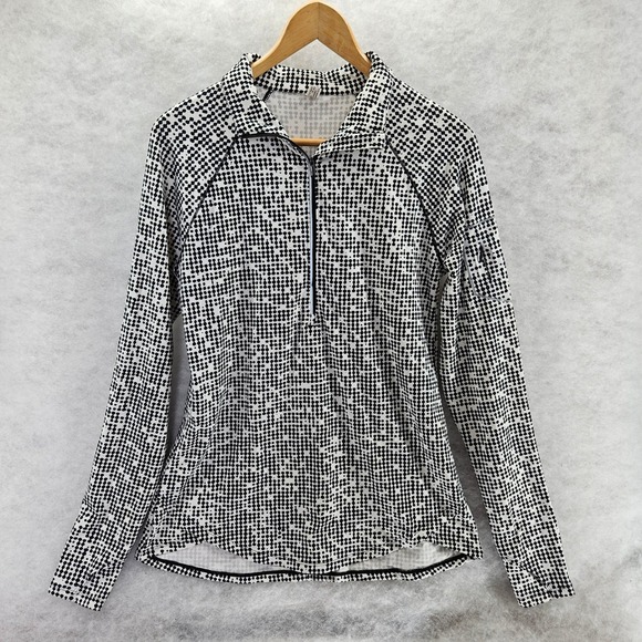 Under Armour Tops - Under Armour Womens Large Long Sleeve Half Zip Pullover Athletic Top Black White